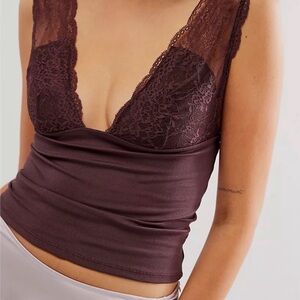 NWT Free People Plum Lace Tank Top